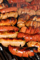 grilled sausages on the grill