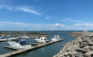 Boats in the harbour. Dock in a marina.