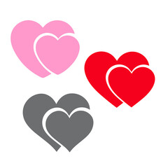 Collection of vector shapes of hearts in many different styles on a white background.