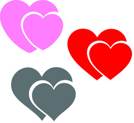 Collection of vector shapes of hearts in many different styles on a white background.