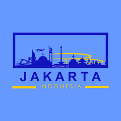 Fototapeta na wymiar jakarta the central city of indonesia logo, silhouette of urban skyline vector illustrations