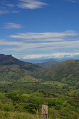 Naklejka premium landscape with big mountains and clouds