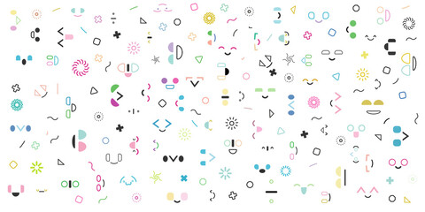 A pattern of emojis, emoticons on a white background. Children's, game style. Vector illustration.