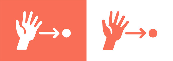 Throwing ball with hand icon.