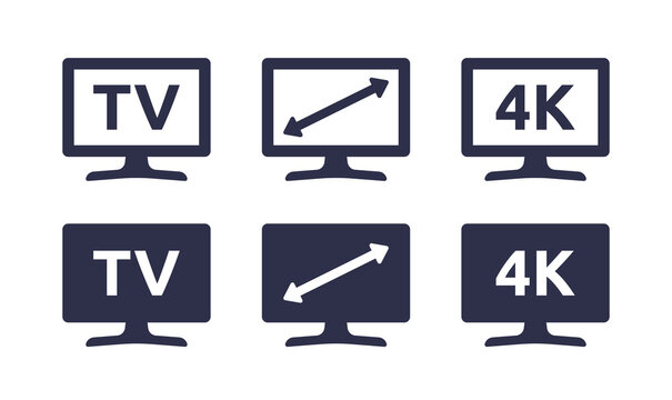 4K TV screen icon. Television icon vector illustration