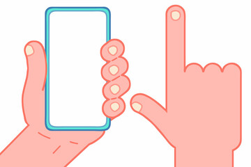 Smart Phone and hands. Vector illustrations set.