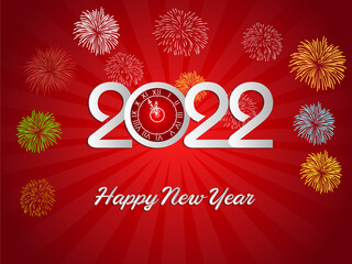 Happy New Year 2022 with fireworks bursting. backgrounds for Merry Christmas festive.