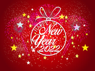 Happy New Year 2022 with fireworks bursting. backgrounds for Merry Christmas festive.