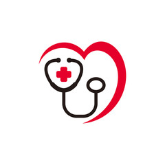stethoscope logo icon vector with love