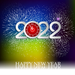 Happy New Year 2022 with fireworks bursting. backgrounds for Merry Christmas festive.