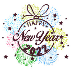 Happy New Year 2022 with fireworks bursting. backgrounds for Merry Christmas festive.