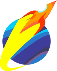 orange rocket orbit space travel