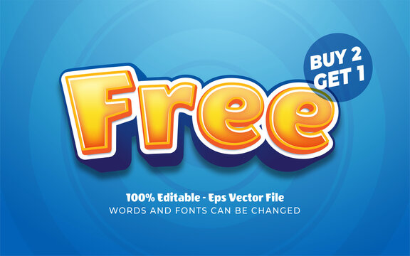 Editable text effect, Free buy 2 get 1 style illustrations