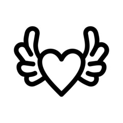 Obraz premium heart wings icon or logo isolated sign symbol vector illustration - high quality black style vector icons 