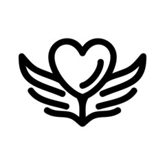 heart wings icon or logo isolated sign symbol vector illustration - high quality black style vector icons

