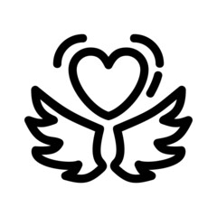 heart wings icon or logo isolated sign symbol vector illustration - high quality black style vector icons
