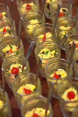 finger food small jars with food, individual