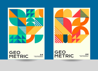 geometric cover design, business presentation design, bauhaus pattern design, annual report cover design