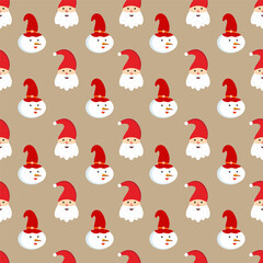 Christmas Background Seamless Pattern With Santa Claus, Tree, Socks, Snowman And Gifts For Landing Page, Wallpaper Or Decoration