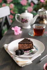 Chocolate cake slice
