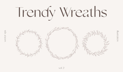 Hand draw one line floral elements greenery vector