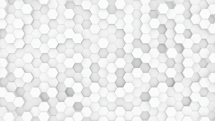 Abstract background white hexagons Random arrangement Clean backdrop