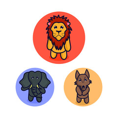 Cute Character Animal Mascot Lion Fox Elephant