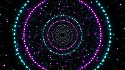 Purple and Green Neon Circle Light in the Technology Pattern Tunnel