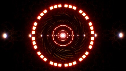 Red Circle Light in Tunnel Construction Site