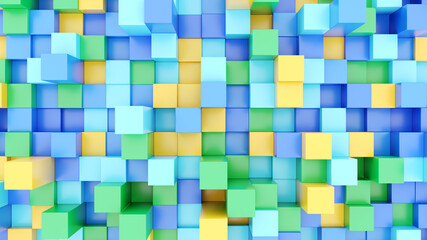 Abstract background Multicolored cubes Random arrangement Pastel colors