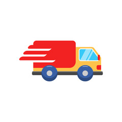 Simple delivery truck vector in flat style isolated on white background suitable for icon or illustration