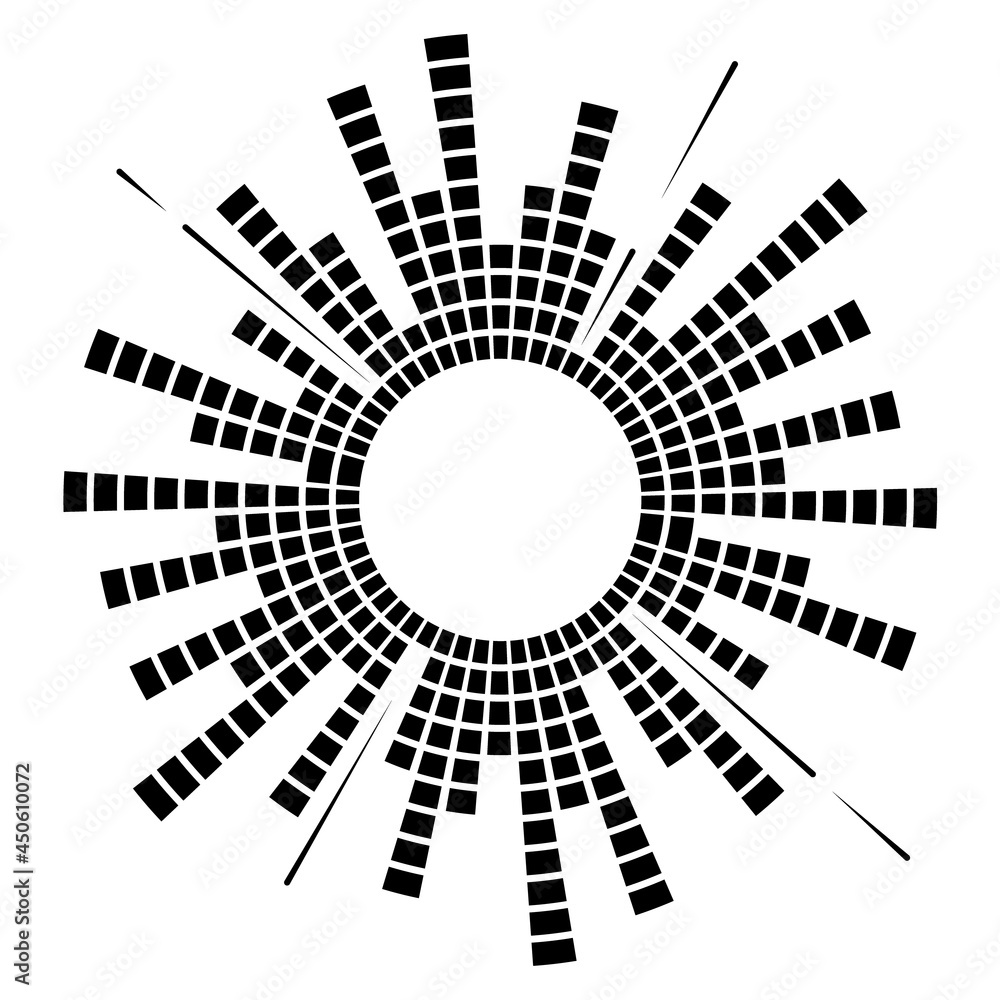 Poster abstract circular equalizer. eq round audio soundwaves. graphic equalizer. frame. vector illustratio