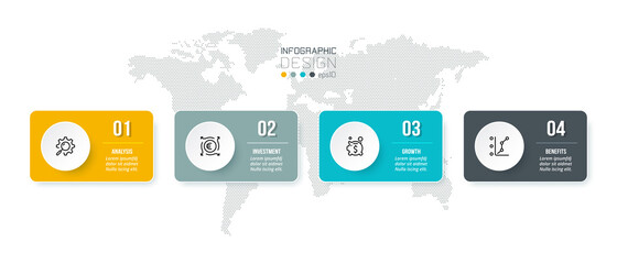 Business infographic  template with step or option design.