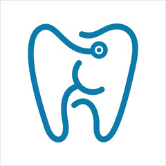 Dentist stomatology medical doctor Logotype concept logo icon. Outline design logo Tooth. Dental Clinic vector logo.