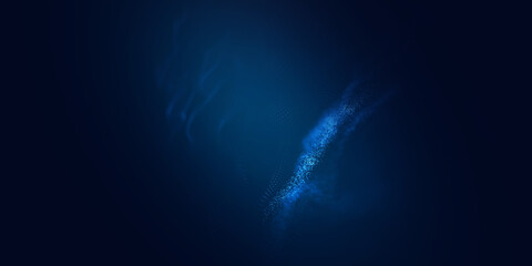 Abstract colorful digital particles wave with bokeh and light background, 3d render wave line dot background, line wave light glowing effect particular background.	