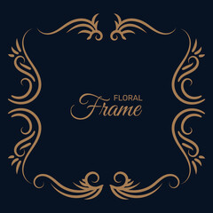 Ornamental golden decorative floral frame background. - Vector.