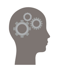 silhouette head and cogwheels