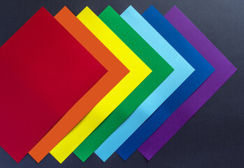 Sheets of multi-colored paper. Colors of rainbow. LGBT community symbol.