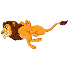 Cartoon illustration of a lion running
