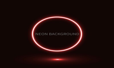 elegant red neon light circle with shadow