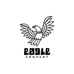 Eagle Vector Illustration in White and Black Mayan Style. Animal Logo Concept