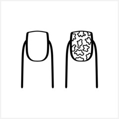 Women finger with nail set cipart isolated on white. Sketch icon. Vector stock illustration. EPS 10