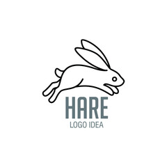 Rabit or Hare Jumping Pose. Animal Character Logo Ideas