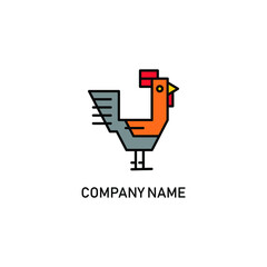 Rooster Geometrical Line Art Logo Design