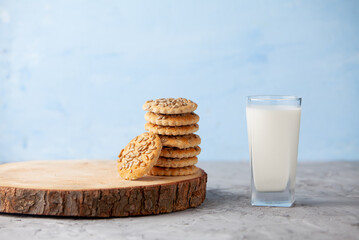 glass of milk and homemade cookies
