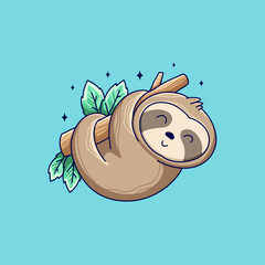 Cute Animal Sloth Illustration Design © san