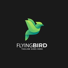 Vector Logo Illustration Flying Bird Gradient Colorful Style.