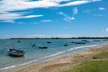 Fishing boat at Bain des Dames,  fishing spot found near Cassis in Port Louis, Mauritius.