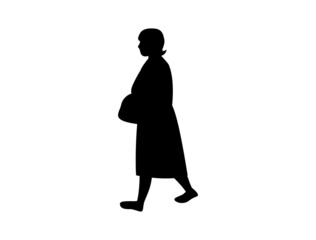 歩いている女性のシルエットのイラスト