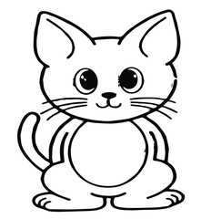 Black and white cute cartoon baby cat. Coloring book for the children. Vector illustration